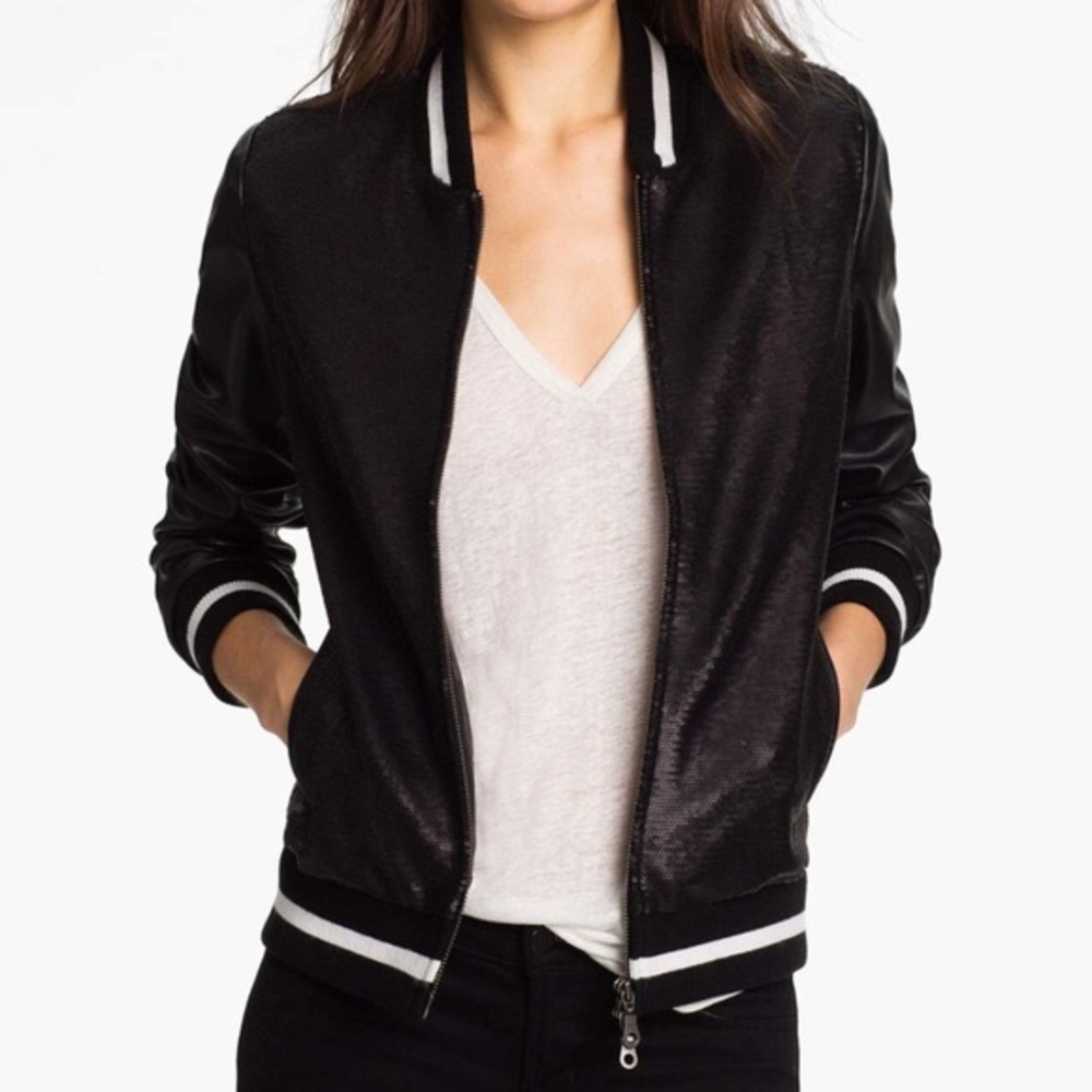 Mural Sequin Bomber Jacket